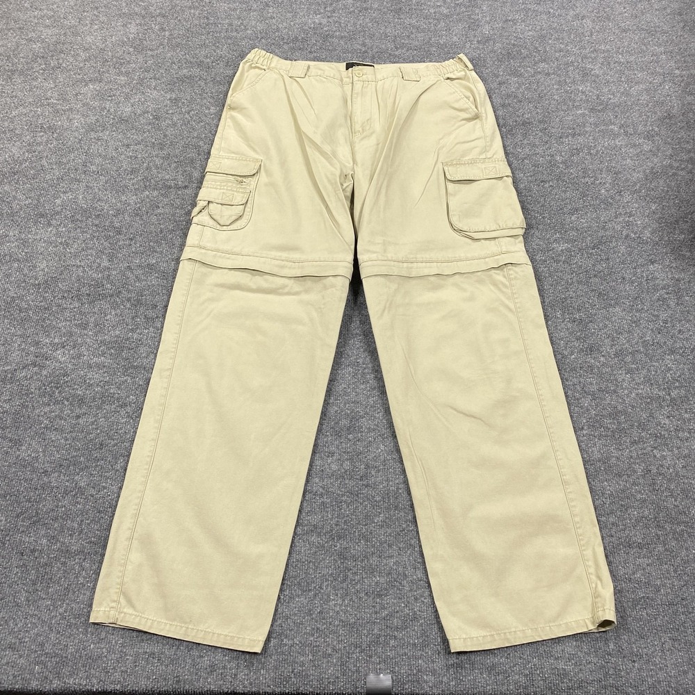 Redhead Convertible Cargo Pants Men 38x30 Beige Elastic Waist Relaxed Fit Hiking